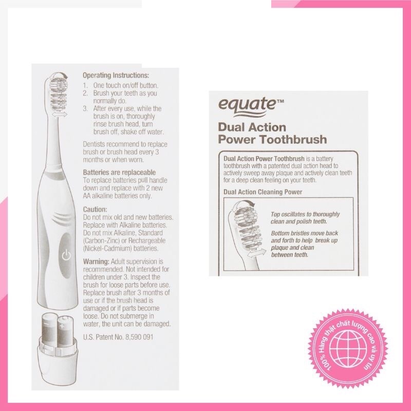 BÀN CHẢI ĐIỆN EQUATE SOFT DUAL ACTION POWER