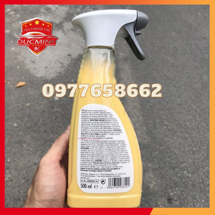 Chai Xịt Bóng Sơn Nhanh Dùng Ướt⚡ 𝑭𝑹𝑬𝑬 𝑺𝑯𝑰𝑷⚡ Bảo Vệ Và Làm Bóng Khi Ướt SONAX HighSpeed Wax 500ML