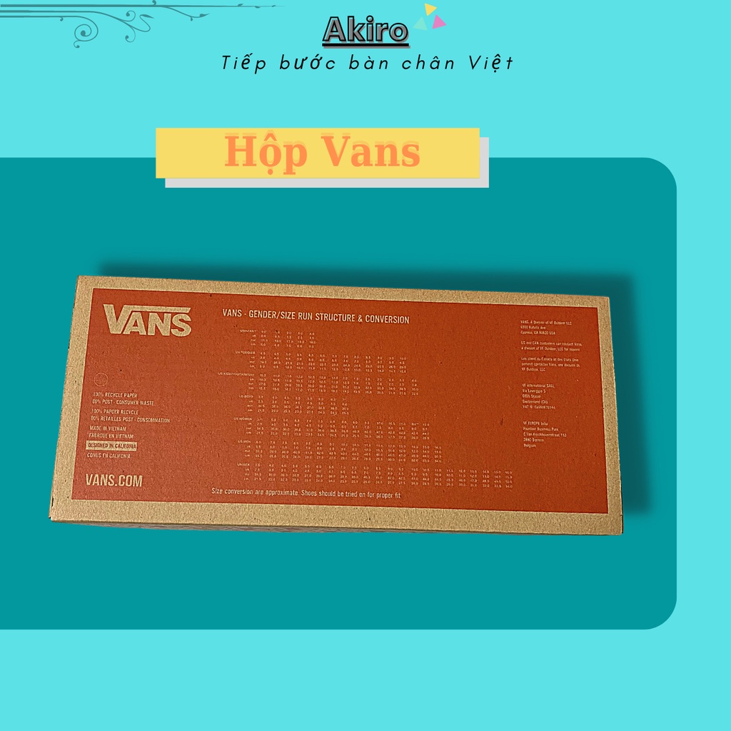 Hộp Đựng Giày, Để Giày Vans màu xanh kích thước 36x14x14