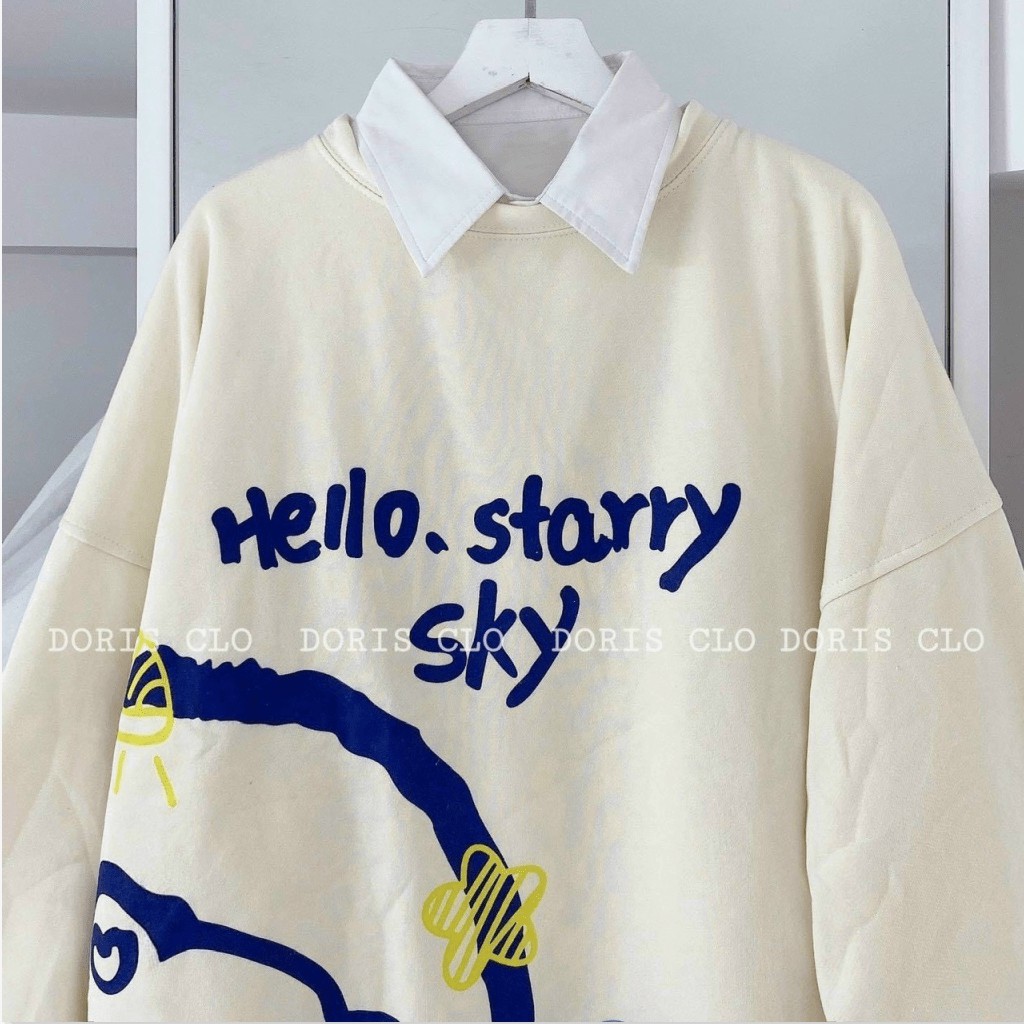 ÁO HOODIE SWETER  NAM NỮ FOM RỘNG HELO SKY CHẤT LIỆU CAO CẤP THỜI TRANG