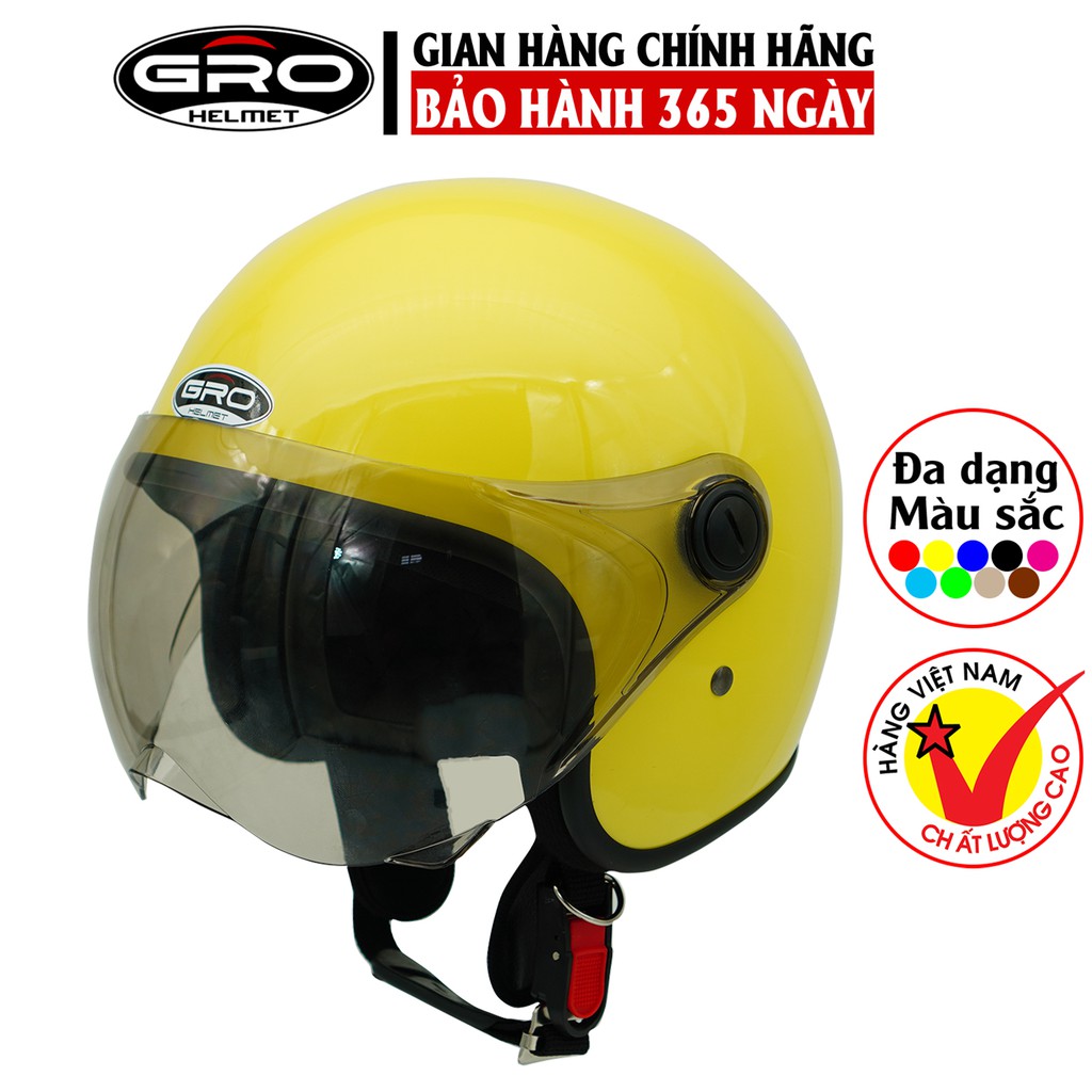 Mũ Bảo Hiểm Gro 3/4 đầu T818 kính ngắn che nửa mặt, kiểu dáng thời trang cho nữ, khóa kim loại chắc chắn - Nhiều Màu