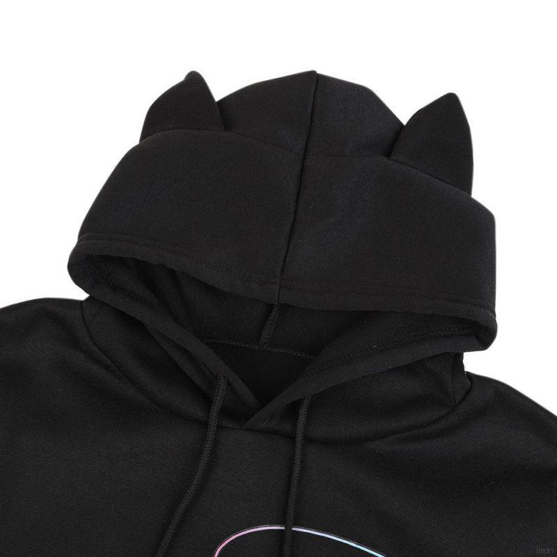 Thời Trang Áo Hoodie Lửng In Hình Mèo Dễ Thương Cho Nữ