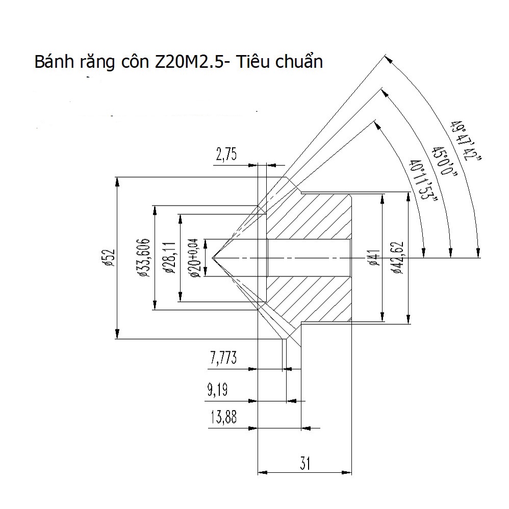 BỘ BÁNH RĂNG CÔN THẲNG Z20M2.5