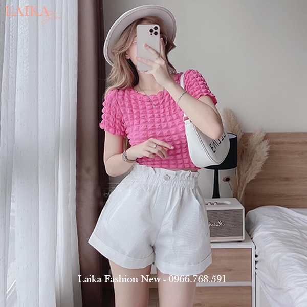 Quần đùi nữ mặc nhà cạp chun lưng thun cao chất vải xốp ong mềm mát dáng quần short nữ ống rộng đi biển thể thao hẹn hò