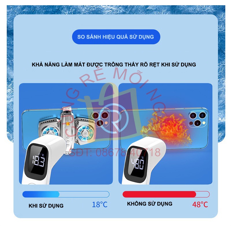 Quạt tản nhiệt điện thoại sò lạnh kép - Quạt tản nhiệt sò lạnh bán dẫn làm mát tức thì dùng cho đèn livestream và gimbal