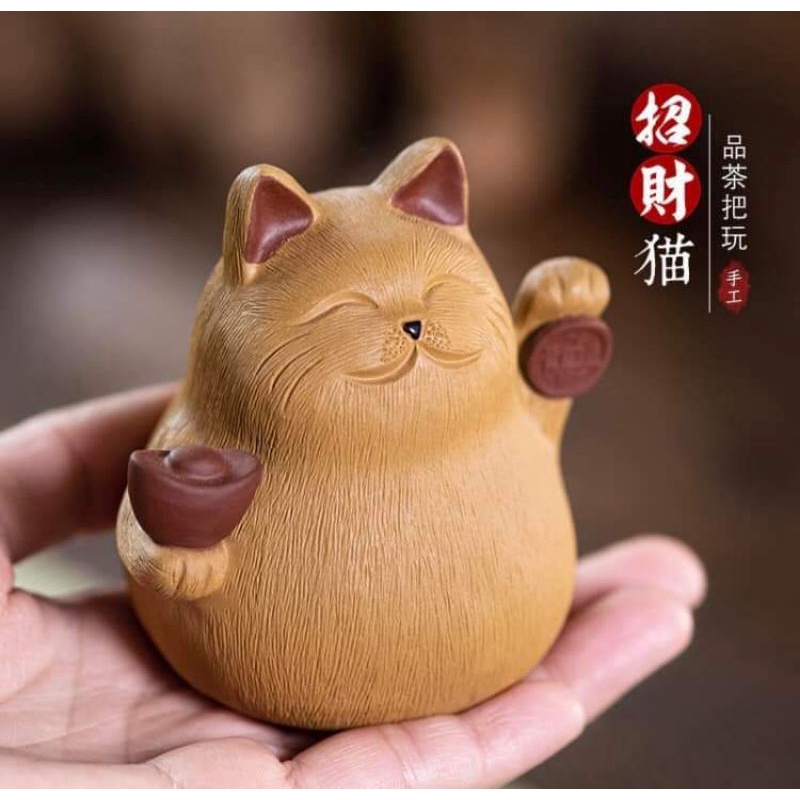 Mèo Thần Tài tử sa, pet nuôi bàn trà, mạng lại tài lộc cho chủ nhân