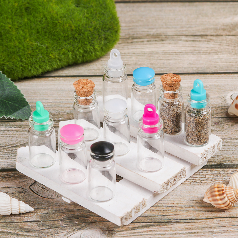 10 Lọ Thủy Tinh Mini Có Nút Bần Màu Cầu Vồng Để Trang Trí Nhà