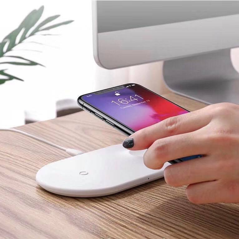 Dock sạc không dây Baseus 2in1 Minimalist 2-in-1 Wireless Charger Pro Version -WXJK-CA02