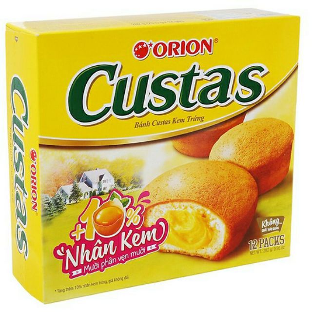 BÁNH CUSTAS ORION NHÂN KEM TRỨNG CAO CẤP 12cái x282g