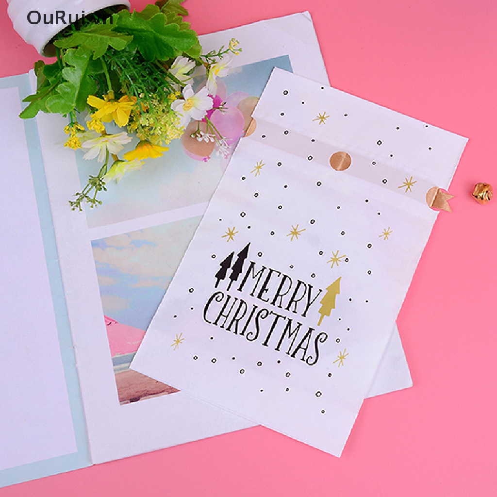 Set 10 Túi Nhựa Đựng Kẹo Giáng Sinh Dễ Thương Bộ 10 Túi Đựng Kẹo Giáng Sinh Màu Đỏ Hình Tuần Lộc