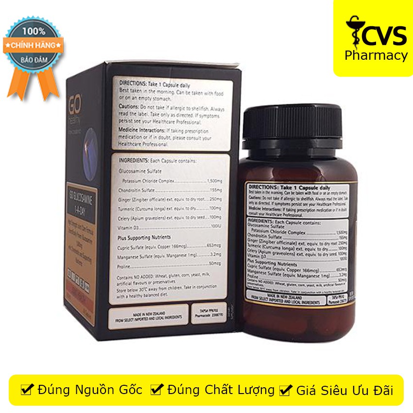 GO Glucosamine 1-A-Day - Hộp 30 viên uống giúp chắc khỏe xương hết thoái hóa khớp - cvspharmacy