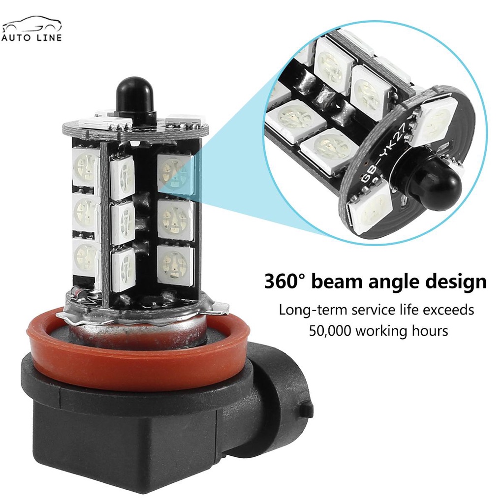 2 Đèn Pha Chống Sương Mù 27 LED H8 / H11 RGB Kèm Điều Khiển Từ Xa SHOPCYC3542