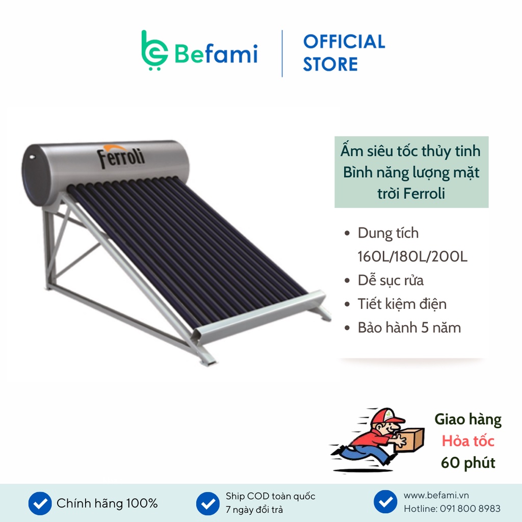 Bình năng lượng mặt trời dạng tấm Ferroli 320L