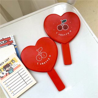 Gương Cầm Tay Trang Điểm Hình Trái Tim Đỏ I Cherry U Đáng Yêu Ulzzang