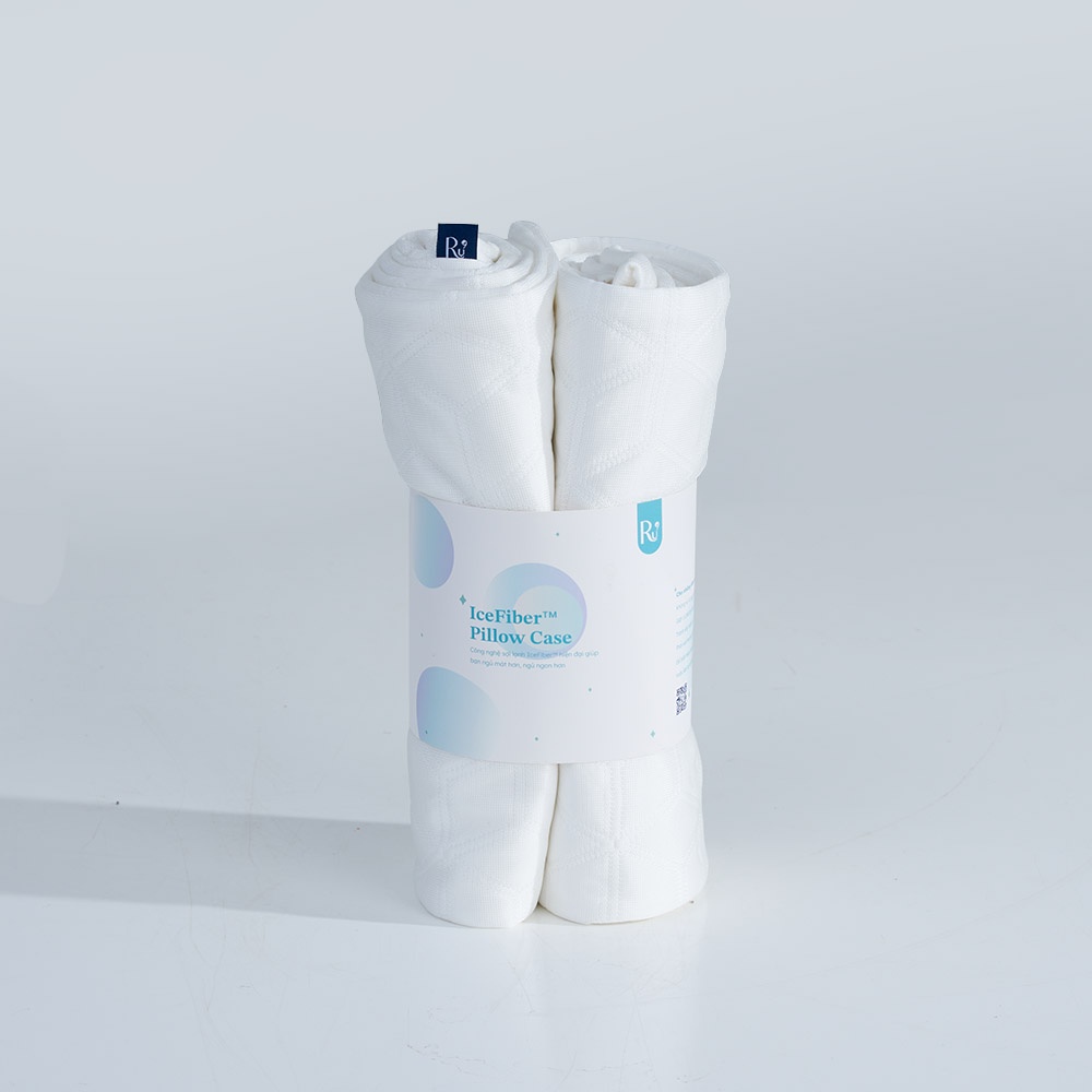 Bộ 2 Vỏ Gối Nằm Vải Lạnh Icefiber Ru9 - Giúp Giấc Ngủ Mát Mẻ Và Thoải Mái, Hạ Nhiệt Phần Đầu Hiệu Quả  - 70 x 50 cm