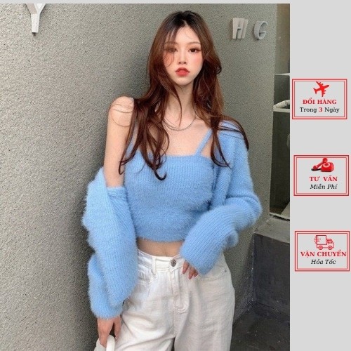 set áo cardigan len nữ cao cấp lông thỏ kiểu dáng hàn quốc thời trang nữ yolo fashion