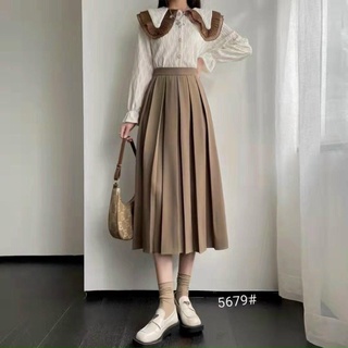 Chân váy MIDI xếp ly chun sau