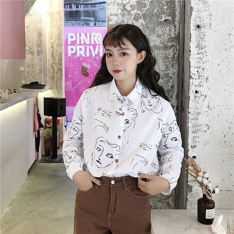 Áo sơ mi nữ tay dài Emilyshop ulzzang