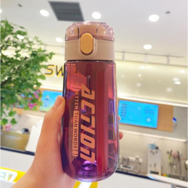Bình Nước Thể Thao 350ml 550ml Nút Nhấn Nắp Bật Tự Động