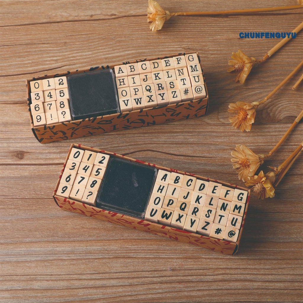 Set 40 Con Dấu Bằng Gỗ Họa Tiết Chữ Tiếng Anh Đẹp Mắt Dùng Để Trang Trí Nhật Ký DIY