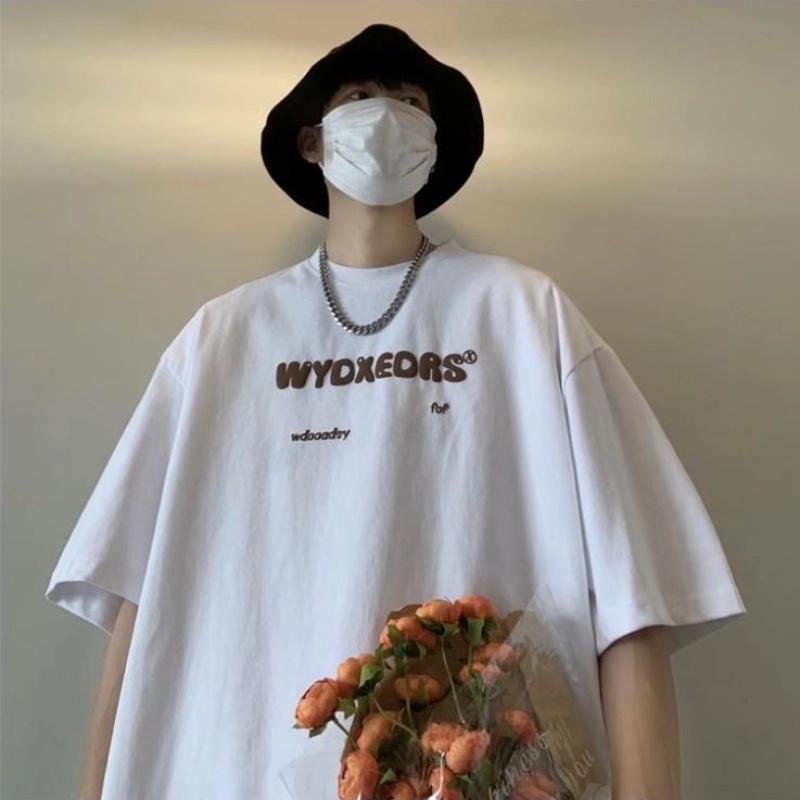 Áo Thun Tay Lỡ Dáng Rộng In Chữ Thời Trang Mùa Hè Cho Nam size M-5XL