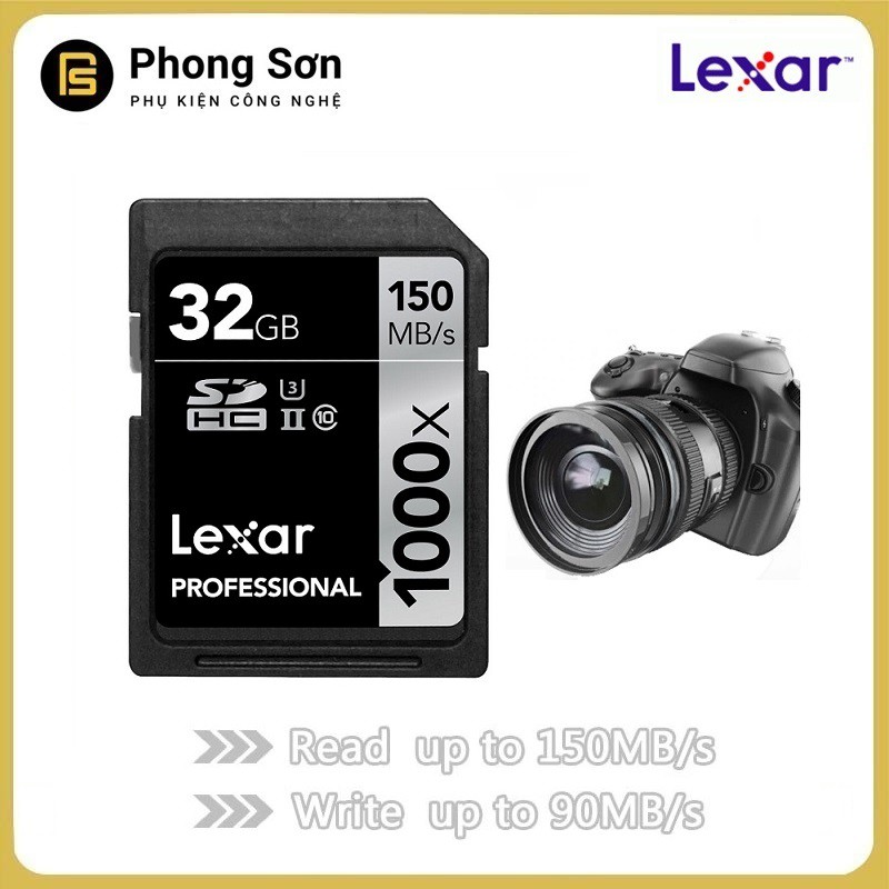 [Mã 159ELSALE hoàn 7% đơn 300K] Thẻ nhớ Lexar SDHC 32GB Pro 1000X 150mb/s, UHS II U3 Dành cho máy ảnh (Hàng nhập khẩu)