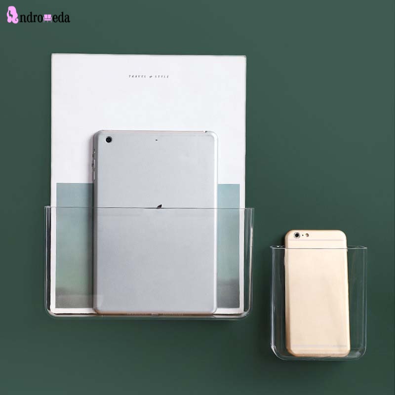 Giá đựng đồ gắn tường tự dính không cần khoan thiết kế trong suốt đa năng tiện dụng