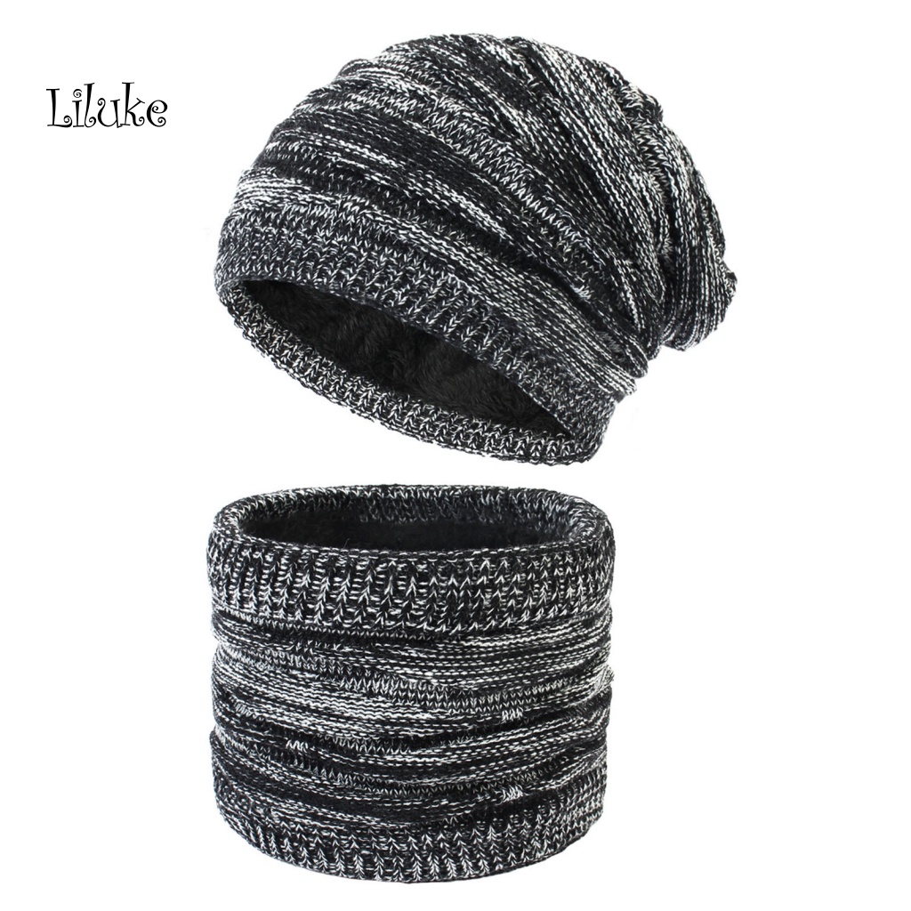 1 Bộ Mũ Len Dệt Kim Giữ Ấm Cổ Màu Sắc Đơn Giản Cho Nữ