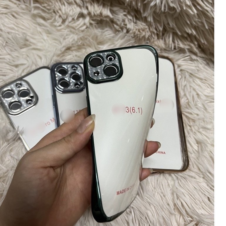VIỀN VUÔNGỐp Điện Thoại KF TPU Mềm Họa Tiết Kim Cương Lấp Lánh BẢO VỆ CAMERA Cho iPhone 7 8 X XS 11 12 13 PLUS PRO MAX