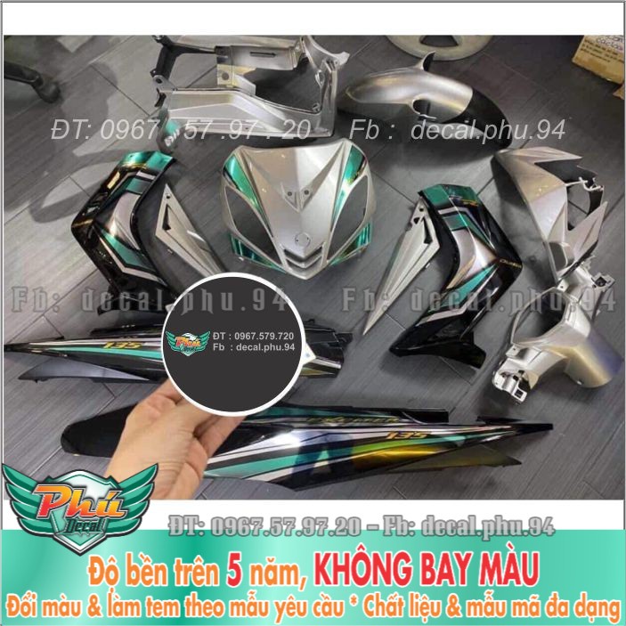 Tem rời Exciter 135 đen Bạc Crom (X) -1