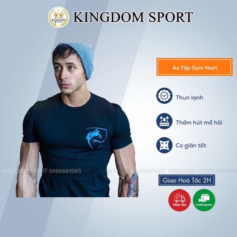 Áo Tập Gym Nam Body Ngắn Tay Đầu Sói ALPHALETE KINGDOM SPORT size M/L/XL/XXL