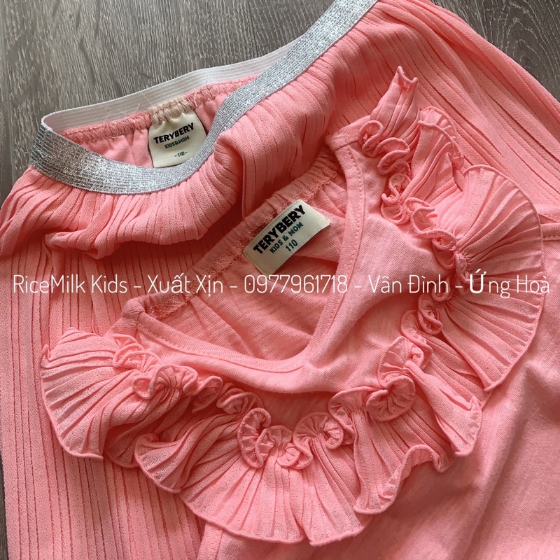 Bộ hè cotton cho bé gái màu HỒNG TERYBERY xuất dư xịn cho bé