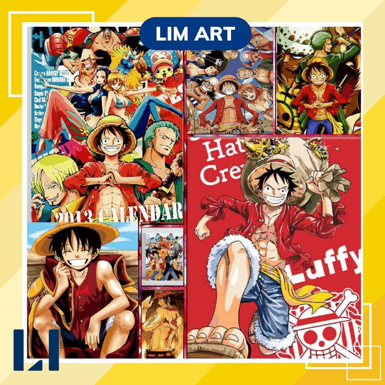 Tranh sơn dầu số hoá có khung LIM Art -Tranh tô màu theo số One Piece, Luffy, Đảo Hải Tặc