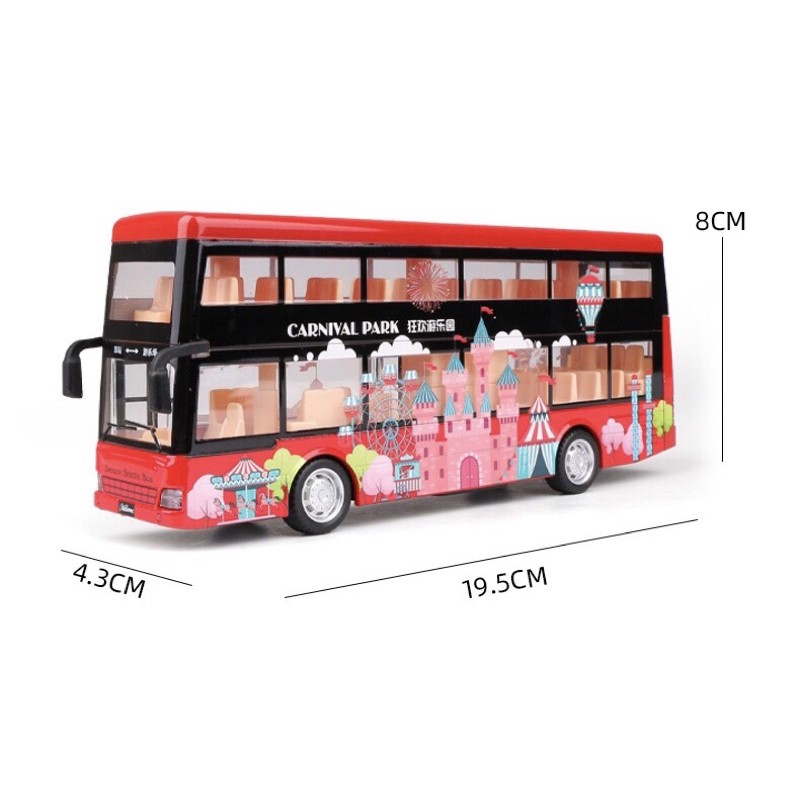 Nhiều màu  Mô Hình 1:32 Xe Bus Du Lịch 1 Tầng &amp; 2 Tầng  Có đèn , âm thanh