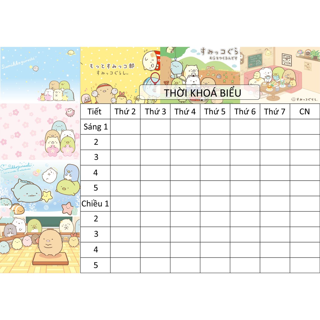 Thời Khoá Biểu sumikko A4TKB4 size A4