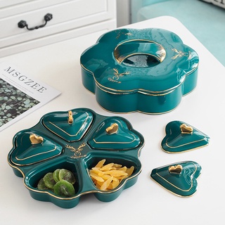 Khay đựng mứt tết bằng sứ màu xanh ngọc bích sang trọng khay mứt đẹp cao cấp