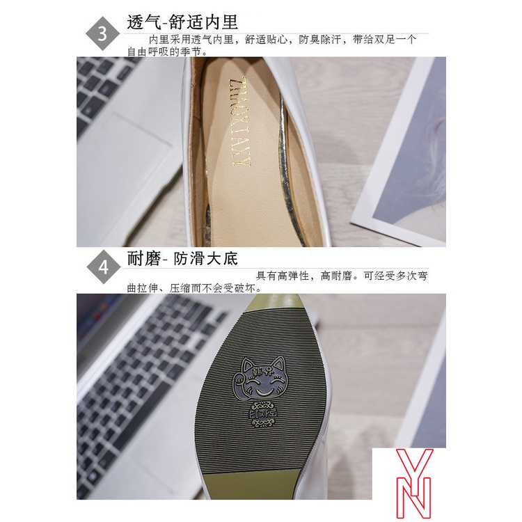 Giày Cao Gót 3Cm Da Bóng Mũi Nhọn Đế Thấp 3Cm Dễ Phối Đồ