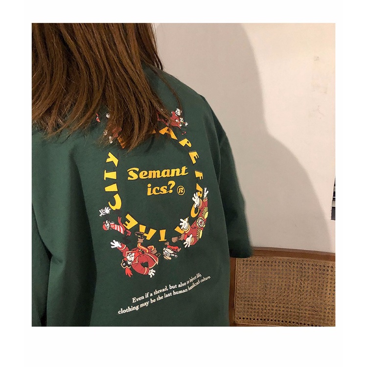 Áo Thun Nữ Ngắn Tay Cổ Tròn In Hình Thời Trang Hàn Quốc Mới