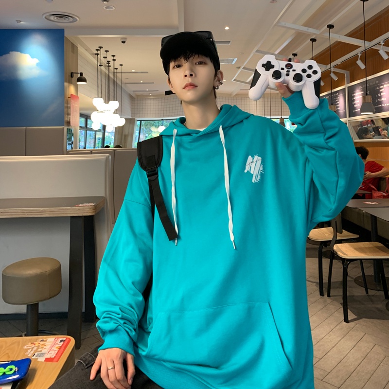 Áo khoác hoodie dáng rộng in hình graffiti thời trang Nhật nam tính