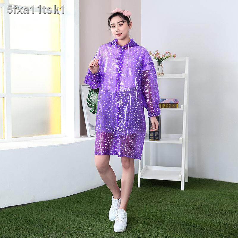 ♘Thời trang áo mưa trái đào poncho nữ sinh và người lớn dài đi chơi ngoài trời bộ