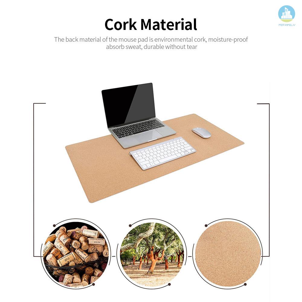 MI  Double-Sided Mouse Pad Eco-friendly Cork PU Leather Desk Mat Waterproof Dustproof Mouse Mat for Home Office Game Brown 60*35cm