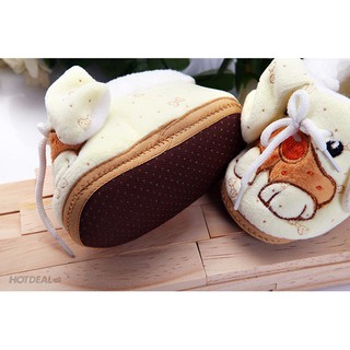 Combo giày cổ cao + nón len gấu giữ ấm cho bé