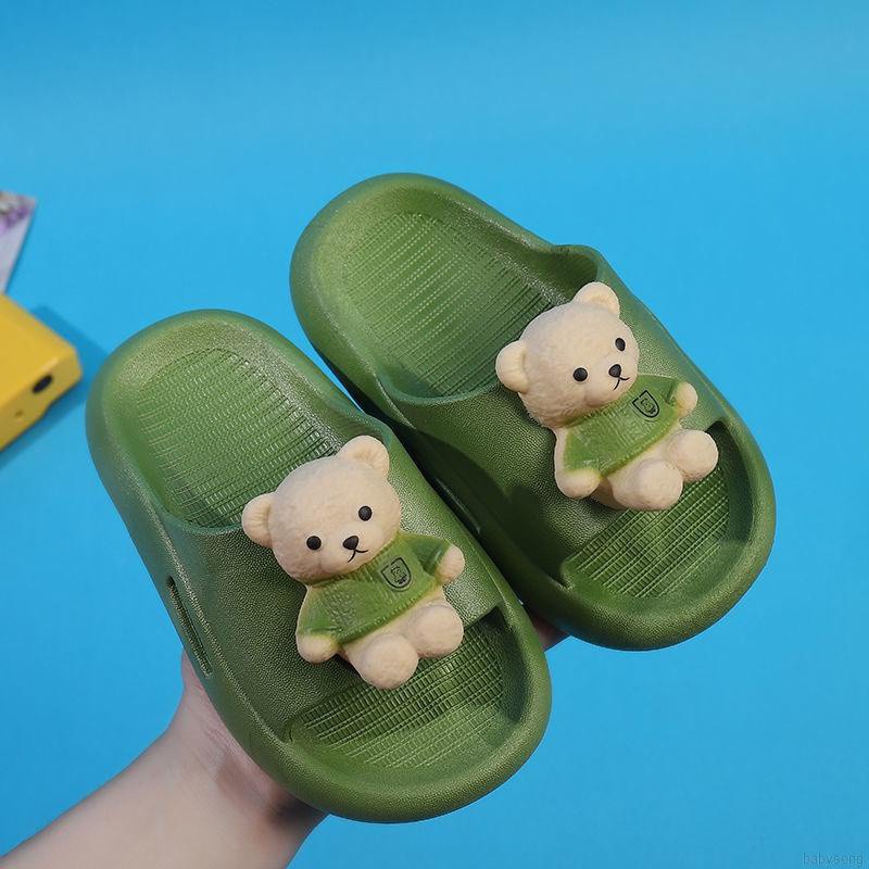 Dép Sandal Đế Cao Su Mềm Hình Gấu Hoạt Hình Ba Chiều Cho Bé