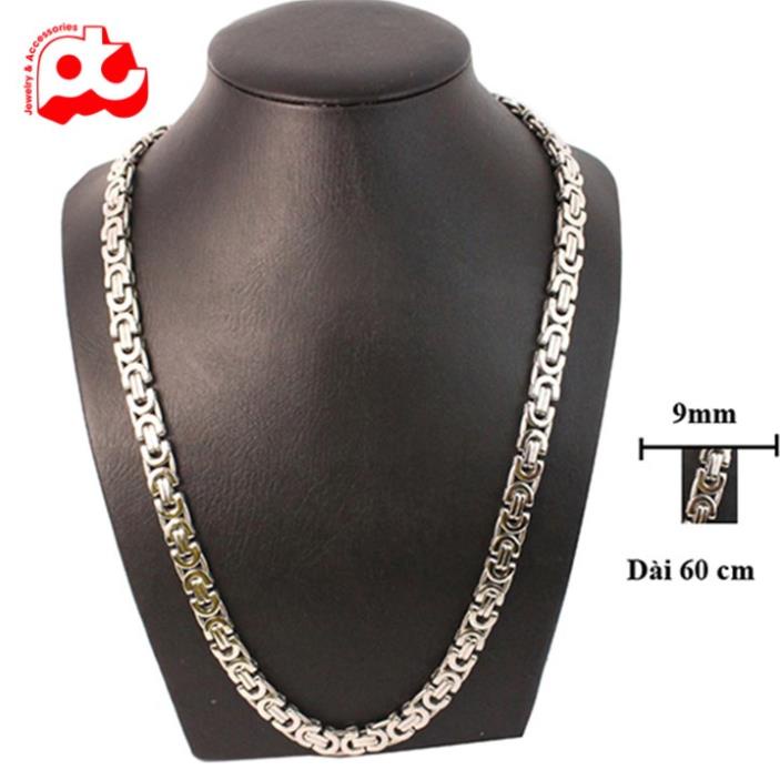 Dây chuyền nam thép không gỉ titan cao cấp đẹp sang trọng ziczac dẹp PT JEWELRY kích cỡ 8mm màu trắng PTDCNA23