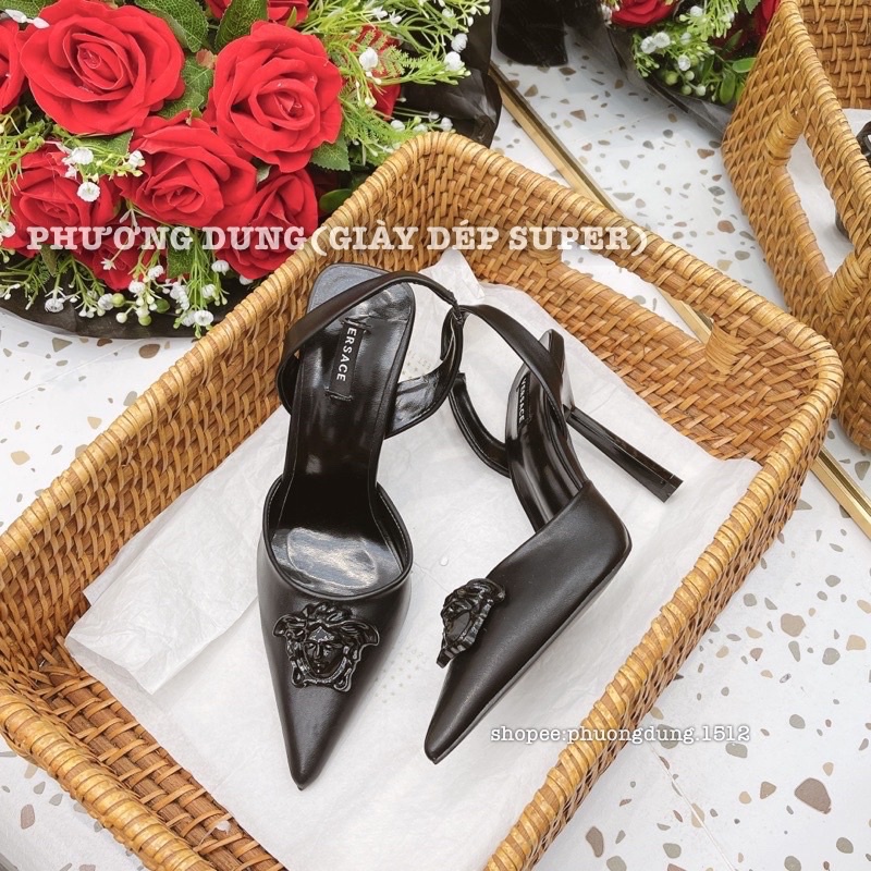 Sandal Cao Gót Mũi Nhọn Versace da lì fullbox bill túi