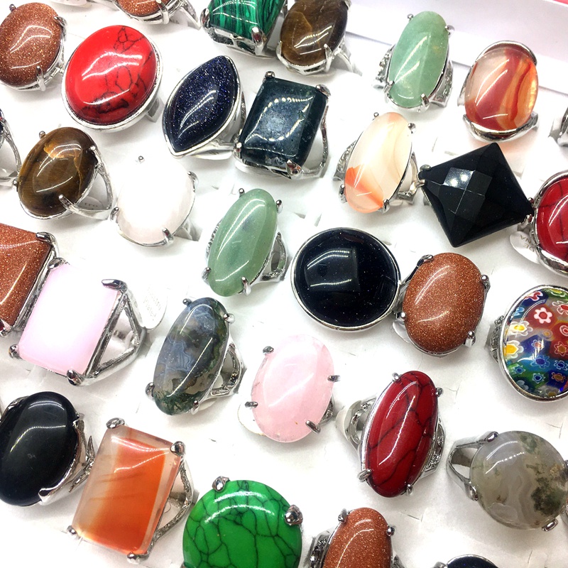 Mới Set 25 Nhẫn Hợp Kim Đính Đá Nhiều Kiểu Dáng Thời Trang