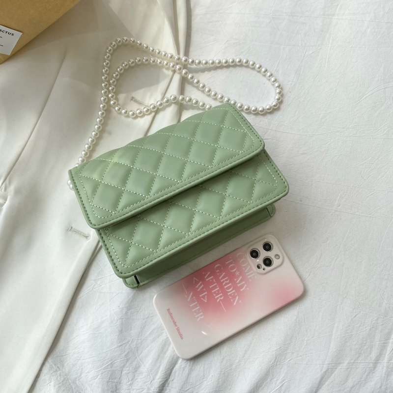 Túi Đeo Vai/Xách Tay Đính Ngọc Trai Nhỏ Xinh Phối Dây Xích Đeo Vai Thời Trang Mùa Hè Năm 2021 FF4012