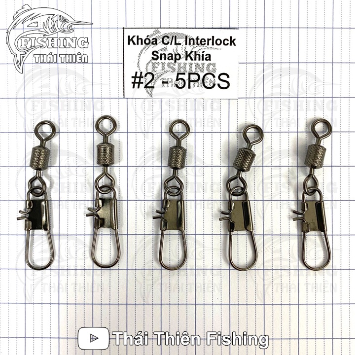 Khóa Link Câu Cá C/L Interlock Snap Khía Vỉ 5 Cái Chuyên Dùng Câu Cá Tra, Các Loại Cá Lớn