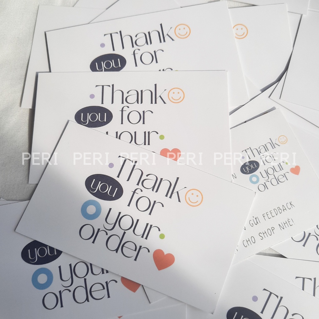 Cá | Set 50 card thank you, thiệp cảm ơn dễ thương, size 9x5,5cm - Cotton