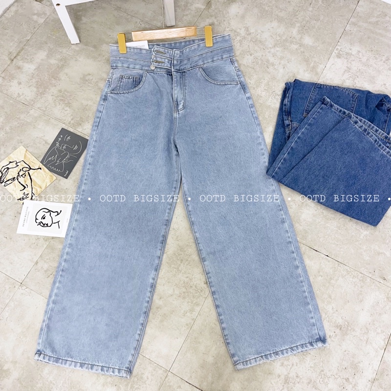[OOTD BIGSIZE 58-80kg] quần jean ống suông lưng nhọn